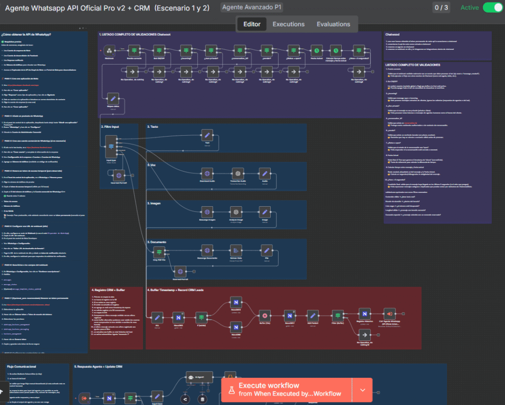 Workflow n8n WhatsApp PRO con CRM Autónomo