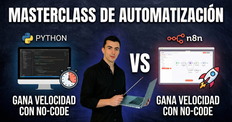 Javier Vrandecic enseñando cómo instalar n8n en VPS en 10 minutos. Diagrama de flujo de Agente RAG con IA comparativa n8n vs Make y Zapier.